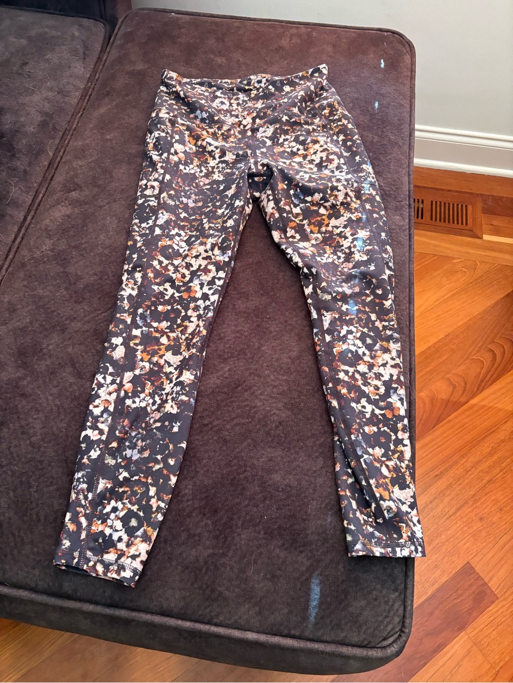 RBX Women's Printed Active Leggings - Gray with Brown & White Splatter